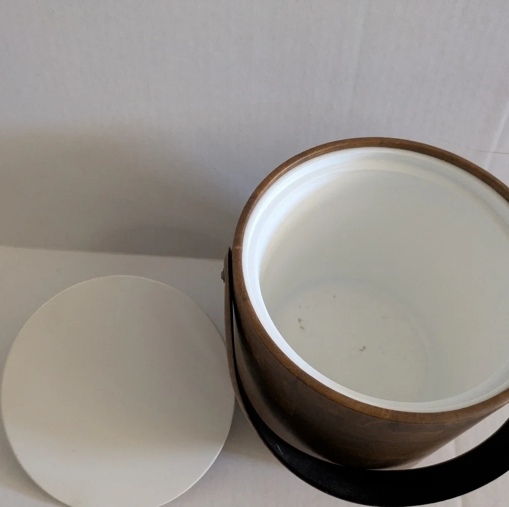 Faux wood ice bucket MCM mid century beauty!